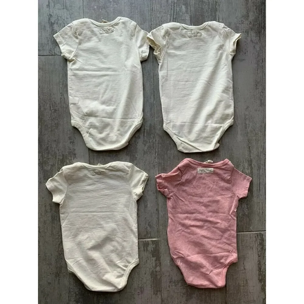 GAP Baby Girls Boys Size 3-6 Months 100% Organic Cotton Set Lot of 4 Bodysuit